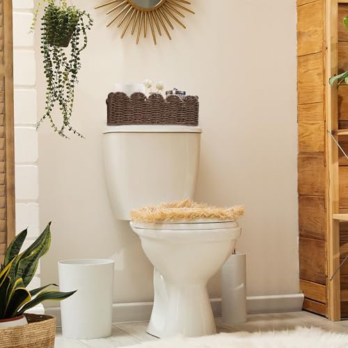 Storage Basket Wicker Baskets for Organizing Toilet Paper Storage Basket for Toilet Tank Top,Brown - color: Brown