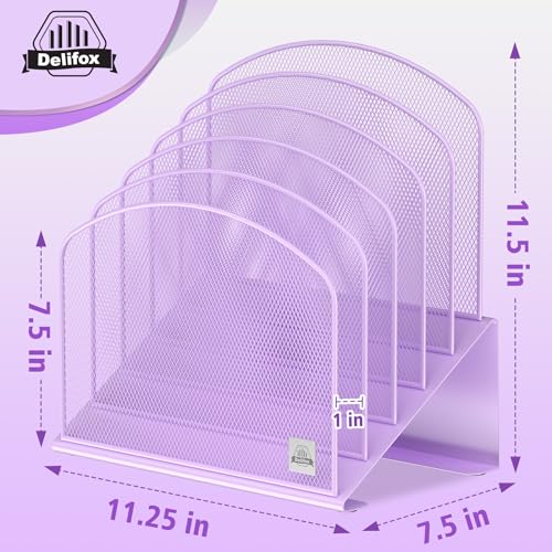 Delifox Inclined Desk File Organizer,Vertical File Folder Holder Stand Metal Rack File Sorter for Office Classroom Desktop Organization - color: Purple, size: 2Pack
