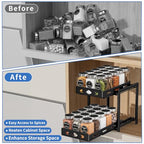 BOIVSHI Pull Out Spice Racks for Inside Cabinets, 2-Tier Cabinet Spice Rack Organizer, Height Adjustable Vertical Spice Rack for Kitchen Cabinet (7.5''Wx10.8''Dx9.2''H, Metal Black) - size: 7.5''Wx10.8''Dx9.2''H,2 Tier