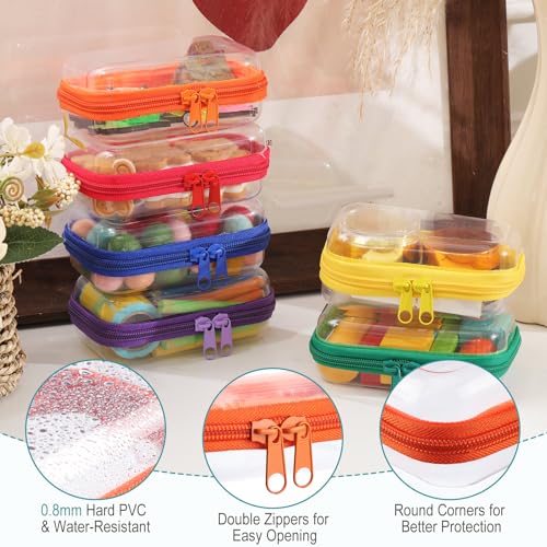 Sanwuta 6 Pcs Clear Hard Zipper Case Plastic Zipper Pouches Transparent Makeup Bag Pencil Case Pouches Toiletry Diaper Bag for Travel Toy Storage Organizer Bins - color: Assorted Color, size: 5 x 3 x 2 Inch