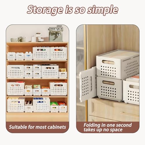 Foldable Storage Bins With Handles, 2 Pack Plastic Expandable Boxes for Organizing, Adjustable from 11-18.9" Drawer Organizers Separators Dividers for Bedroom Kitchen Utensils Tools Closet, Large