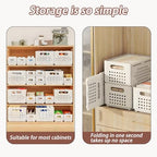 Foldable Storage Bins With Handles, 2 Pack Plastic Expandable Boxes for Organizing, Adjustable from 11-18.9" Drawer Organizers Separators Dividers for Bedroom Kitchen Utensils Tools Closet, Large