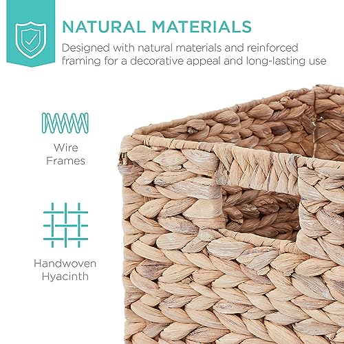 Best Choice Products 13x13in Pack of 5 Cube Storage Baskets, Water Hyacinth Multipurpose Collapsible Organizers, Handwoven Laundry Totes for Laundry, Living Room, Kids Room & Nursery - White - color: White, size: 13x13in