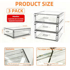 Drawer Organizers, Clear Stackable Storage Boxes for Kitchen Utensils, Office Desk, Bathroom, Makeup & Craft Drawer Organization (Small - 3 Pack)