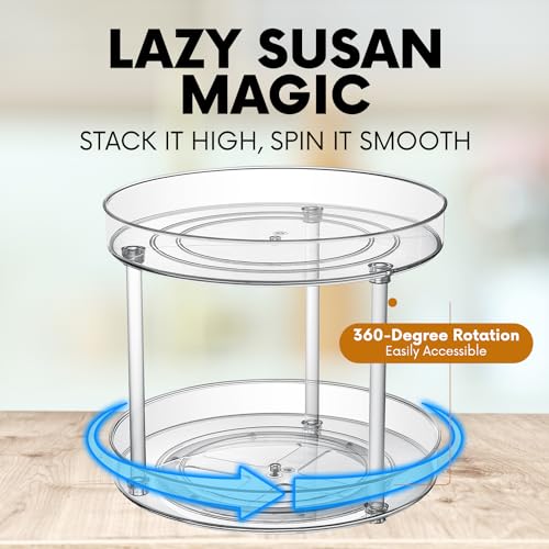 Clear Lazy Susan Organizer, Rotating Kitchen Pantry Organization and Storage, Medicine Cabinet Organizer, Lazy Susan Turntable Organizer for Cabinets, Bathroom, Refrigerator, Dresser, Spice Organizer - size: 10.6"