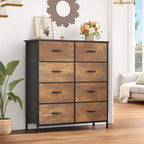 YITAHOME 8 Drawers Dresser - Fabric Storage Tower, Organizer Unit for Bedroom, Living Room & Closets - Sturdy Steel Frame, Easy Pull Fabric Bins & Wooden Top - color: Rustic Brown, style: 8-Drawer
