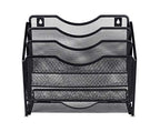 EasyPAG Mesh Desk Paper Organizer Wall Hanging File Holder with 3 Upright File Organizer and Sliding Drawer,Black - color: Black