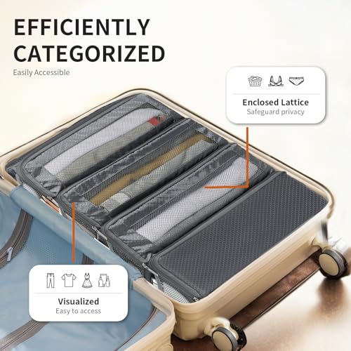Suitcase Organizer Travel Bags Organizer for Luggage Compression Hanging Packing Cubes for Travel Carry on Closet (Bag Only) - color: Grey, size: Medium