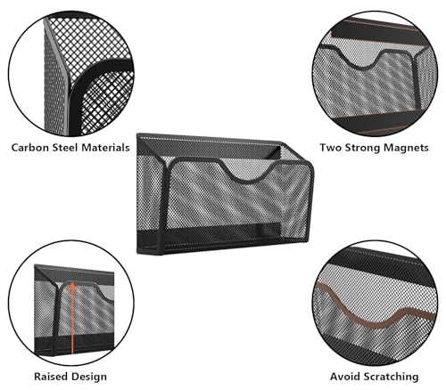 JANE EYRE Magnetic File Holder - 3PCS File Paper Mail Organizer No Drilling Magazine Paper Document Holder/Magnetic Hanging File Organizer for File Cabinets, Office, Whiteboard, BLACK - color: BLACK