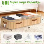 Livole Bamboo Under Bed Storage, 6 inches Underbed Storage Containers, 56L XXL Under Bed Storage Bins with Clear Lid & Label for Clothes, Blankets, Sweater, Shoes, 1 Pack - size: Standard - 6"H