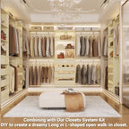 Aheaplus Closet System with Drawers Set of 2, Wood Closet Organizer System with 8 Hanging Rods & Top Shelves, Walk-in Closets Organizer Wardrobe Clothes Rack, Cut Fits Spaces 4-9FT. Wide, White Oak - color: White Oak-2Sets