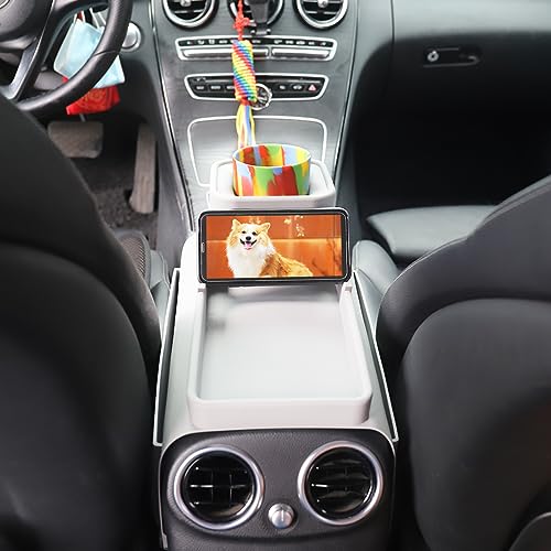 Couch Cup Holder Tray, VIENFUT Silicone Anti-Slip Sofa Armrest Tray with Side Pockets, BPA-Free Anti-Spill Couch Drink Holder for YETI, Remote, Snacks, Cellphone and iPad, Ideal Gift (Griege) - color: Griege