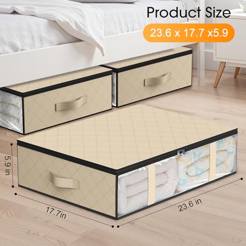 StorageRight Under Bed Storage Bags 2 Pack, 40L Large Clothes & Comforter Storage Containers with Clear Window, Breathable Fabric Organizer for Blankets, Bedding, Seasonal Clothing, Beige - color: Beige, size: 2 Pack