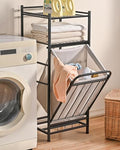 PLKOW Tilt Out Laundry Hamper with Shelf, Laundry Basket Laundry Hamper Cabinet with Removable Liner Bag, 65 Liter, 15.8L x 15.8W x 40H Inch