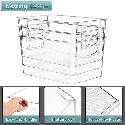 Sorbus 4 Pack Large Clear Plastic Storage Bins, Clear Organizer Bins with Handle for Kitchen, Pantry, Cabinet, Refrigerator, Craft, Toys, Clothes, Closet, Under Sink, Bathroom Organizers and Storage - size: Large, style: 4 Pack