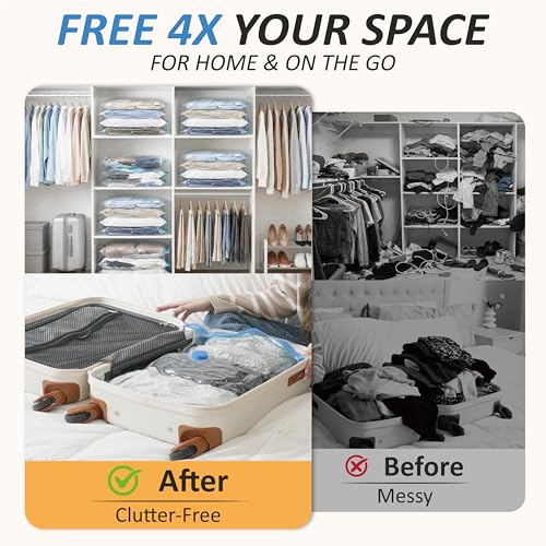 Cozy Essential Travel Vacuum Storage Bags with Rechargeable Cordless USB Pump, Space Saver Bags for Luggage, Suitcase, Carry-On, for Clothes, Blankets, Bedding & Seasonal Storage,10 Combo