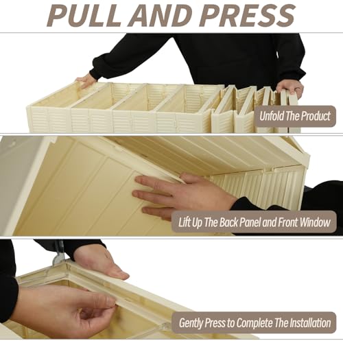 FAHKNS Shoe Storage Box, 9 Tiers Easy Assembly Foldable Plastic Shoe Rack with Clear Door, Stackable Shoe Storage Bins Shoe Organizer for Entryway Closet - color: Beige, size: 9 Tiers 18 Pairs