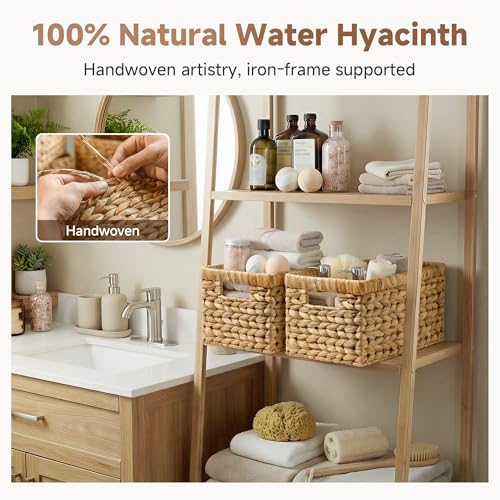 StorageWorks Wicker Basket, Baskets for Organizing, Storage Basket with Built-in Handles, Water Hyacinth Shelves (Medium 2-Pack, Natural Hyacinth) - color: Natural (Water Hyacinth), size: 2x 13¼"L x 8¼"W x 7"H