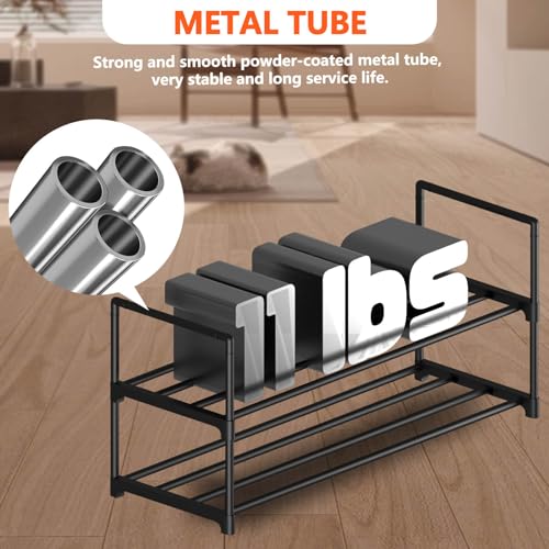 Hsscblet 2 Tier Metal Shoe Rack,Adjustable Shoe Shelf Storage Organizer,Stackable Boot & Shoe Storage,for Entryway,Hallway,Closet,Black - size: 2-Tier