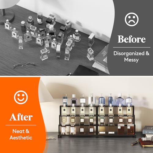Lifewit Perfume Organizer, Bedroom Decor, Cologne Cupcake Stand, Tool-Free Assembly, Makeup Display Shelf for Vanity Bathroom Counter Storage, Black, 30 cm/12", 2 Pcs - color: Black, size: 12 Inch,2 Pcs