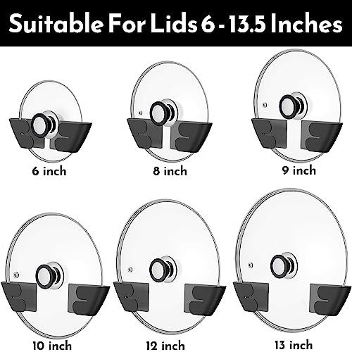 Niceyos Universal Adjustable Pot Lid Organizer for Cabinet - Upgraded Patented Set of 8 Pan Lids Organizers Inside Cabinet Door Wall Mount Pots Top Holder for Kitchen Cupboard, Fits 6" to 14" (Black) - color: 8Sets-Black