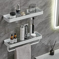 VOLPONE Bathroom Shelves Wall Mounted 2 Tier Glass Floating Shelf - Tempered Glass Wall Organizer (White) - color: White(rectangular)
