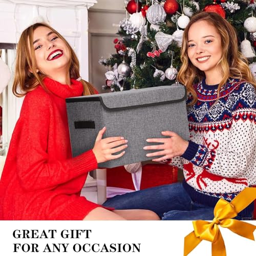 Bagnizer Large 22 Quart Linen Fabric Foldable Storage Bin Cube Organizer Basket with Flip-Top Lid & Handles, Clothes Blanket Box for Home, Office, Closet, Gray, 4 Pack 14.6 x 9.5 x 9.5” - color: Gray, size: Medium - 4 Pack