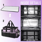 SCAVATA Wearable Cleaning Caddy, Cleaning Caddy Supplies Organizer with Handle & Shoulder Straps for Housekeepers, Under Sink & Car Cleaning Tool Organizers Bag with 4 Foldable Divider (Lilac) - color: Lilac