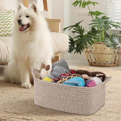 OIAHOMY Woven Basket, Gift Basket Empty with Gift Bags and Ribbons, Rope Baskets for Baby Showers, Storage Baskets with Handles for Nursery, Pet Toy Organizer - Brown - color: Brown, size: Medium: 13.5L*10W*6H