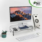 AMT Clear Acrylic Monitor Stand Riser 2 Tier, 5.5 Inches High Clear Computer Desk Organizer Shelf for Multi Media PC Storage Laptop