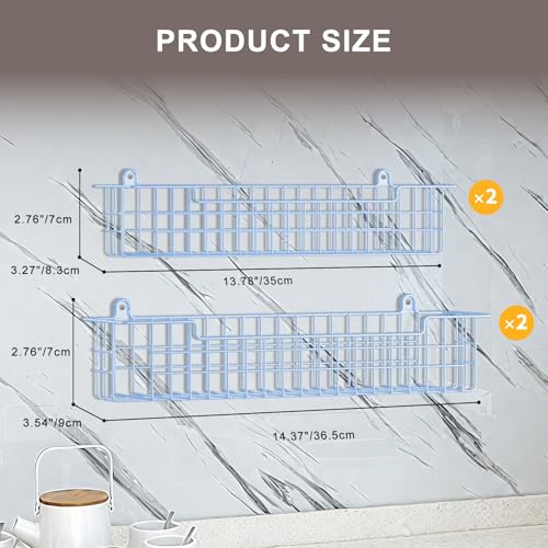Spice Rack Wall Mount, 4-Pack Seasoning Organizer for Kitchen Storage Organization, Metal Spice Holder Saving Space Shelf for Cabinet, RV, Pantry, Blue - color: Blue-4 Pack