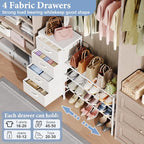 Cidaziya Expandable Closet Organizers and Storage, 4 Drawer Dresser, White Fabric Storage Dresser, Clothes Shelves for Kids, Purse Organizer Small Shoe Rack for Closet Bedroom - size: 11.8"D x 43.4"W x 29.8"H (4 Drawers)