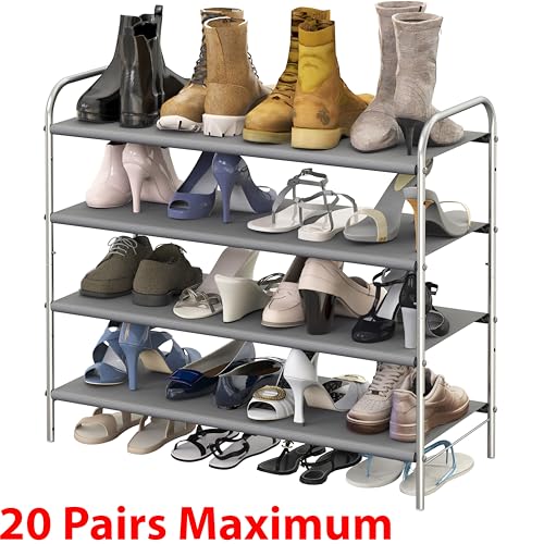 Simple Houseware 4-Tier Shoe Rack Storage Organizer 20-Pair, Grey - color: Grey, size: 4-Tier