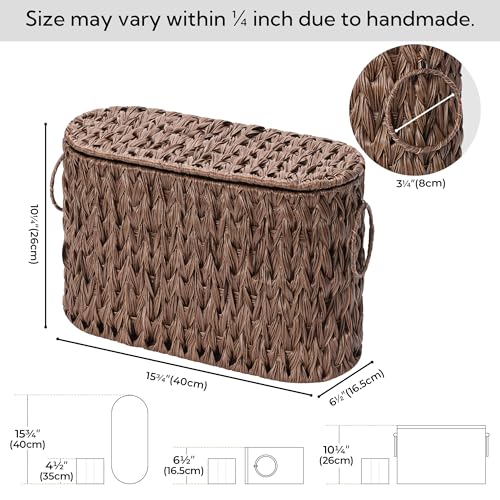 GRANNY SAYS Toilet Paper Storage Basket with Lid, Woven Toilet Paper Holder, Waterproof Bathroom Organizers and Storage, Wicker Basket for Bathroom Storage, Brown - color: Brown, size: 15¾"L x 6½" Wx 10¼"H (with Lid)