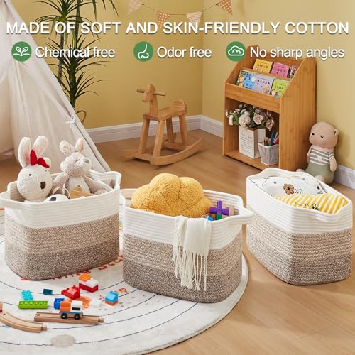 OIASKET Storage Basket for Organizing, Woven Baskets for Storage, Rectangle Decorative Baskets for Shleves, Closet, Toys, Book, Nursery Organizer Bins - Pack of 3 (Gradient Yellow, 15.75"x11.8"x9.85") - color: Gradient Yellow, size: 15.75"x11.8"x9.85"
