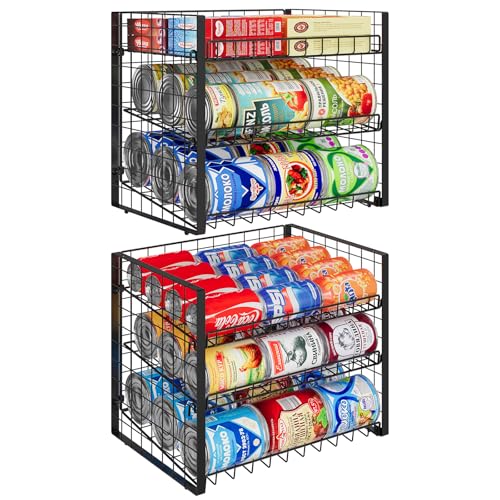 JKsmart 3-Tier Stackable Can Rack Organizer for Pantry, Adjustable Can Storage Holder for Various Ounces of Canned food Soda Drinks, Can Dispenser for Kitchen Cupboard Cabinet, 2 Pack - size: 3 Tier - 2Pack