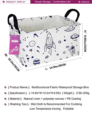 Rectangular Storage Basket Fabric Organizer Bin for Toys,Books,Clothes,Gifts,Pets-Perfect for Home,Office,Nursery,Dorm,Shelf(Rec Spaceships) - color: Rec Spaceships