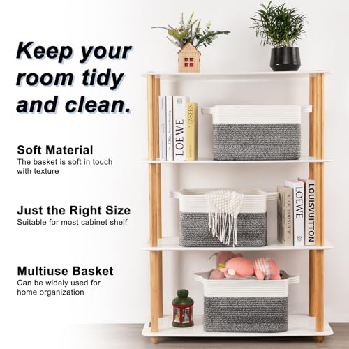OIAHOMY 3 Pack Storage Basket for Organizing, 13''X9.85''X8.7'' Woven Storage Bins with Handles, toy organizers,Stylish Room Decor, Black variegated - color: Black variegated, size: 13''×9.9''×8.7''