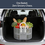40L Collapsible Laundry Basket with Handles, Durable Space-Saving Storage Basket for Clothes, Utility, Groceries Toys & Home Organization – Grey - color: Grey