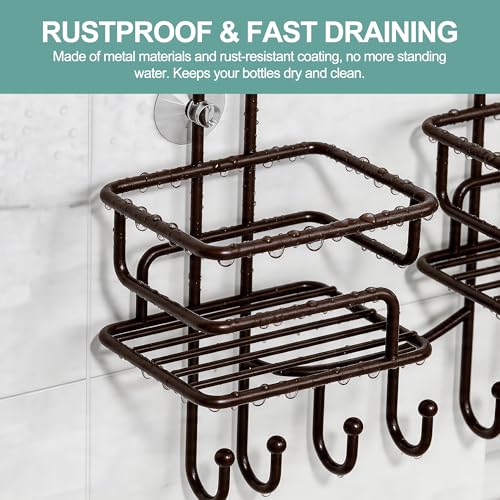 SRIWATANA Shower Caddy Organizer Hanging Over Head, Bathroom Shower Rack Hanger with Hooks for Razors - Bronze - color: Bronze