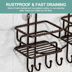 SRIWATANA Shower Caddy Organizer Hanging Over Head, Bathroom Shower Rack Hanger with Hooks for Razors - Bronze - color: Bronze