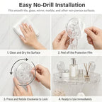 Corner Shower Caddy with Strong Suction Cups, No-Drill 90° Corner Shower Organizer with Hooks, Removable Wall Mounted Shelf for Tile, Glass & Metal (White/Clear)