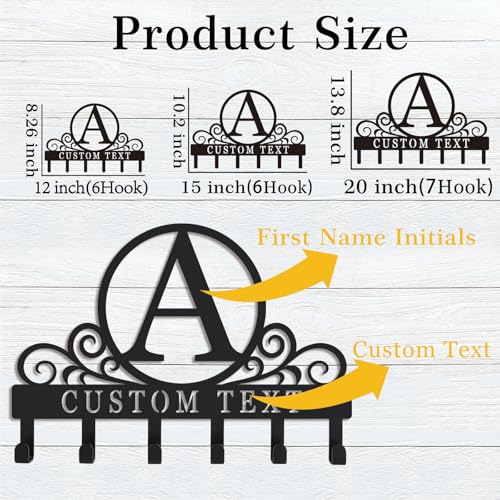 Personalized Initial Key Holder for Wall, Decorative Metal Key Holder Wall Mount, Key Hooks Coat Rack Monogram Decor, Perfect for Bathroom, Living Room, Kitchen, Anniversary Housewarming Gift - style: Custom