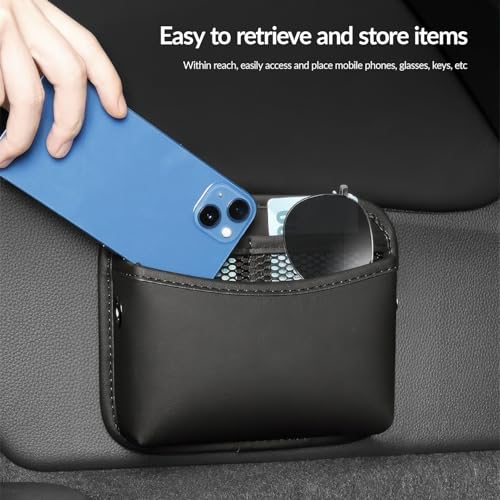 SOOPII 2Pack Car Seat Side Storage Pocket, PU Leather Small Organizer, Multifunctional Console Side Organizer Bag for Phone,Keys, Sunglass and Wallet (Black) - color: Black