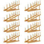 8 Pack Dish Rack Bamboo Drying Rack Wooden Plate Dish Rack Cabinet Organizer Kitchen Pot Lid Stand for Dish, Plate, Cup, Bowl, Cutting Board - size: 8PCS