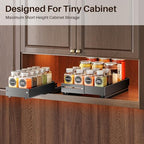 SNTD Pull Out Spice Rack for Upper Cabinet - Expandable Organizer with Smooth Ball Bearing Slides, No Drill Mounting Spice Storage for Kitchen (1 Pack, 4.1" to 7.2" W X 10" D X 2.2" H) - size: 4.1"W X 10"D X 2.1"H