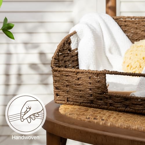 StorageWorks Pantry Baskets for Organizing, Paper Rope Storage Baskets for Shelves with Built-in Handles, Pantry Organizers and Storage, Brown, Set of 2 (Large and Medium) - color: Dark Brown(Paper Rope), size: 15¾"L x 11"W x 7½"H + 14¼"L x 9¾"W x 6¾"H