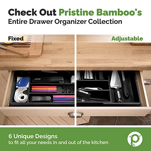 Pristine Bamboo Kitchen Drawer Organizer - Drawer Utensil Organizer and Cutlery Tray - Flatware and Silverware Holder (5-Slots, White) - color: White, size: 5 Slot