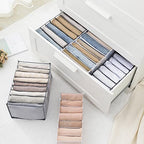 Cosmos 2 Pcs Clothes Organizer Foldable Wardrobe Clothes Drawer Organizers Breathable Mesh Clothing Organizer Box for Thin Jeans, Pants T-Shirts Legging (Large - 7 Grids for Jeans) - size: Large - 7 Grids for Jeans