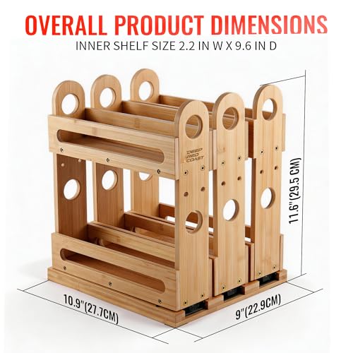 Pull Out Spice Rack Organizer for Cabinet Wide Slide Out Seasoning Rack Fits 2.1" Jars Large Capacity for Pantry Kitchen Cabinet 9" Deep Heavy Duty Easy Install